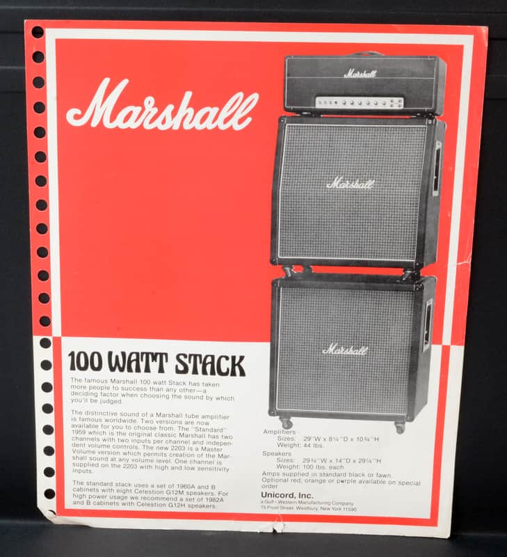 Early '70s Marshall Amplification Product Sheets & Price List image 1