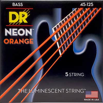 DR Strings NEON Electric Bass Guitar Strings - .045-.125 Medium Orange image 1