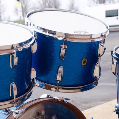 60's Ludwig Keystone Badge Blue Sparkle Kit - 20" 12,13,16" image 11