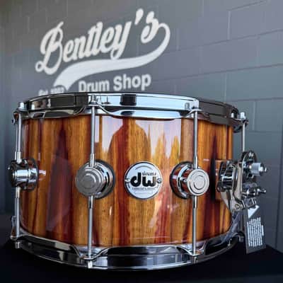 ~WOW!~ DW Collector's Series SSC Pure Maple 7x14 Snare Drum in Citrus Gloss Lacquer over Exotic Candy Stripe Padauk with Chrome Hardware image 4