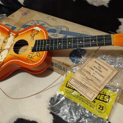 1950s Jefferson Toy Company "ROY ROGERS" Child's Toy Guitar Western TV Theme w/Original Box and Manual image 1