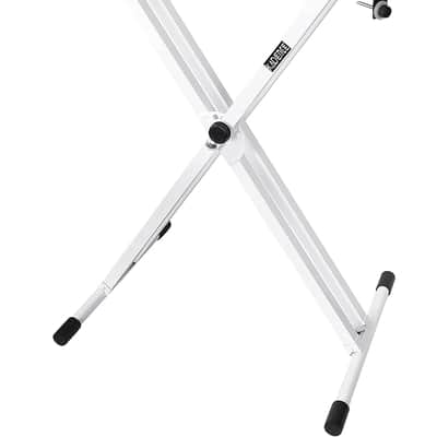 Heavy-Duty, Double-X, Adjustable Piano Keyboard Stand with Locking Straps (White) image 1