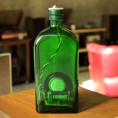 Xtonebox Jager-Amp portable guitar amplifier in a liquor bottle of Jagermeister. Cigar Box Amp image 4