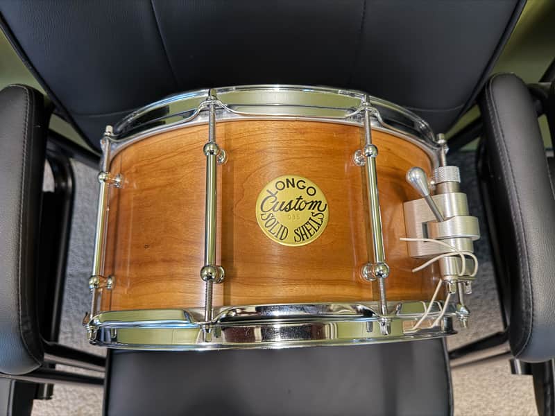 Longo 14X6.5" SOLID SHELL CHERRY SNARE DRUM - NATURAL image 1