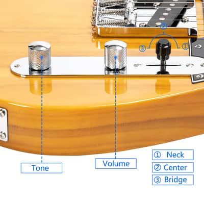Maple Fingerboard GTL Electric Guitar SS Pickup - Transparent Yellow image 9