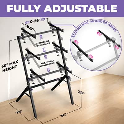 Liquid Stands 3-Tier Adjustable Keyboard and Synth Stand – Professional Stand for Keyboards, Mixers, Synths, and Laptops image 2