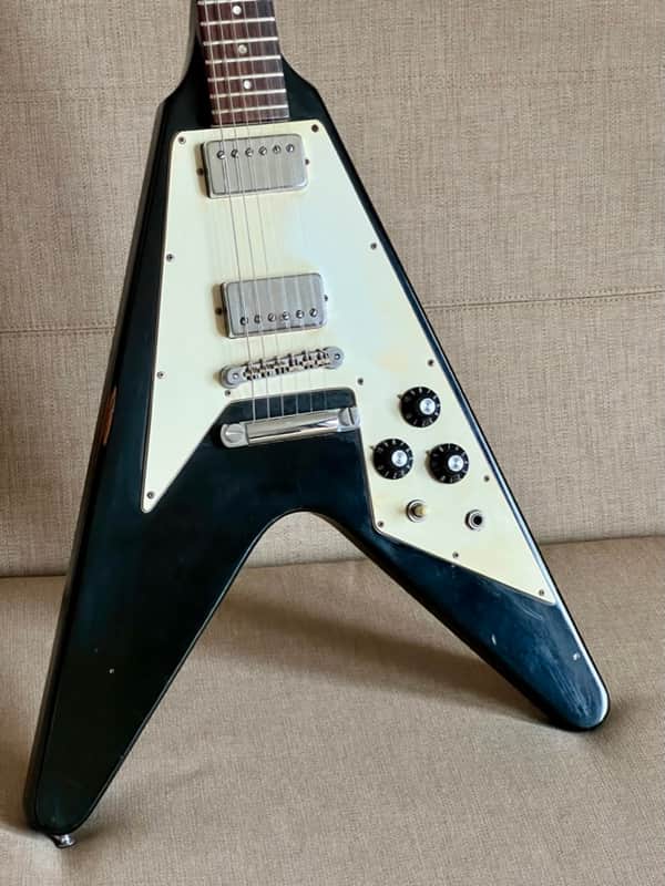 Gibson Flying V 1975 – Ebony – 100% Original – No Breaks – OHSC & Case Key image 1