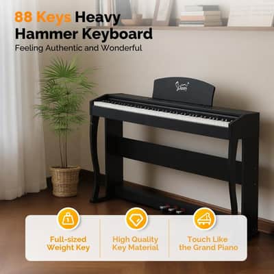 Glarry GDP-209 88-Key Home Fully Weighted Hammer-action Keybed Digital Piano Matte Black image 3