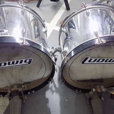 1988 Ludwig Rockers Power Plus LR-2220-RM 11 Piece Chrome over Maple Kit w/ Stands & Pedals image 9