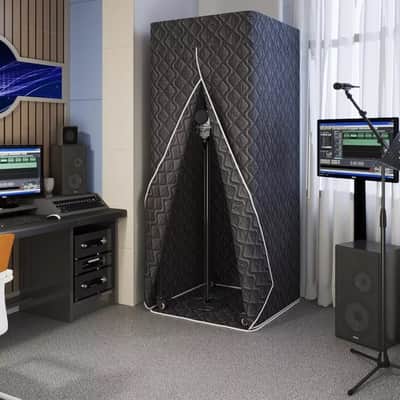 Portable Foldable Recording Vocal Booth - Compact Studio Solution for Professional Sound Isolation, Black image 1