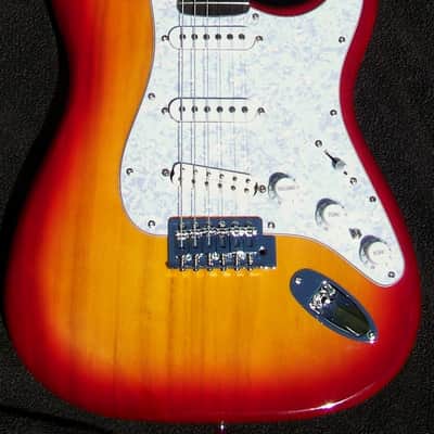 XX-Wide 1-7/8" Neck (48mm Nut Width) + X-Light Cherry-Burst Stratocaster + Ebony/Maple Neck + Grover 406C Locking Tuners + Seymour Duncan SL59-1 Little '59 Humbucker Bridge Pickup +Coil Split Switch! image 3