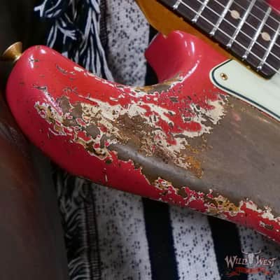 Fender Custom Shop Wild West Guitars 25th Anniversary 1960 Stratocaster Hardtail Madagascar Rosewood Fretboard Heavy Relic Fiesta Red 7.15 LBS image 9