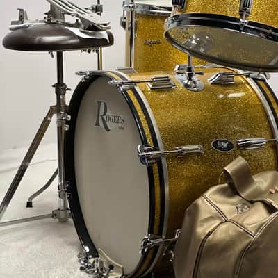 Rogers 20/12/16" Cleveland-Era Holiday Drum Set - VIDEO Gold Sparkle "Headliner" Outfit w/ 5x14" Powertone image 6
