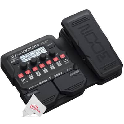 Zoom G1X Four Guitar Multi-Effects Processor With Built-In Expression Pedal + Pig Hog 10ft 1/4" TRS - 1/4" TRS Cable + Pig Hog Tour Grade 10ft Instrument Cable 1/4 Inch to 1/4 Inch Right Angle to Straight Connectors - PH10R + Pig Hog PP9V Pig Power 9V DC image 2