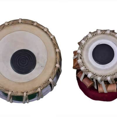 Handmade  Steel Tabla Drums Set With Bag Deluxe  Bayan 2KG Wood Dayan Tuning Hammer Cushion image 3