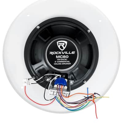2) Rockville MC80 Metal 8" 70 Volt Commercial Background 70V PA Ceiling Speakers image 3