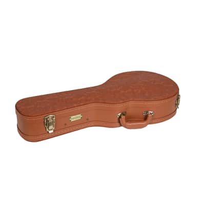 Crossrock Relief Series Wooden Case for F-Style Mandolin with Strong Textured Finish, Mink Faux Fur, Stainless Steel Clasps - Redwood image 5