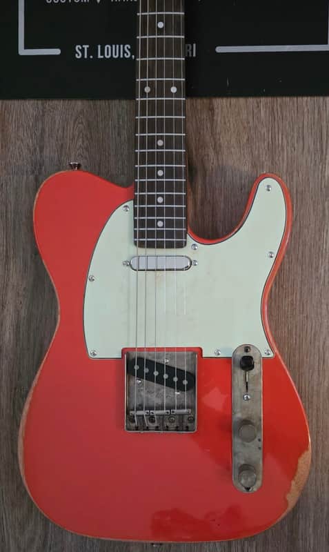 Big River “Moses” T-Style • Aged Fiesta Red Nitro • Roasted Maple/Rosewood Neck • A5 Vintage Style P/U’s image 1