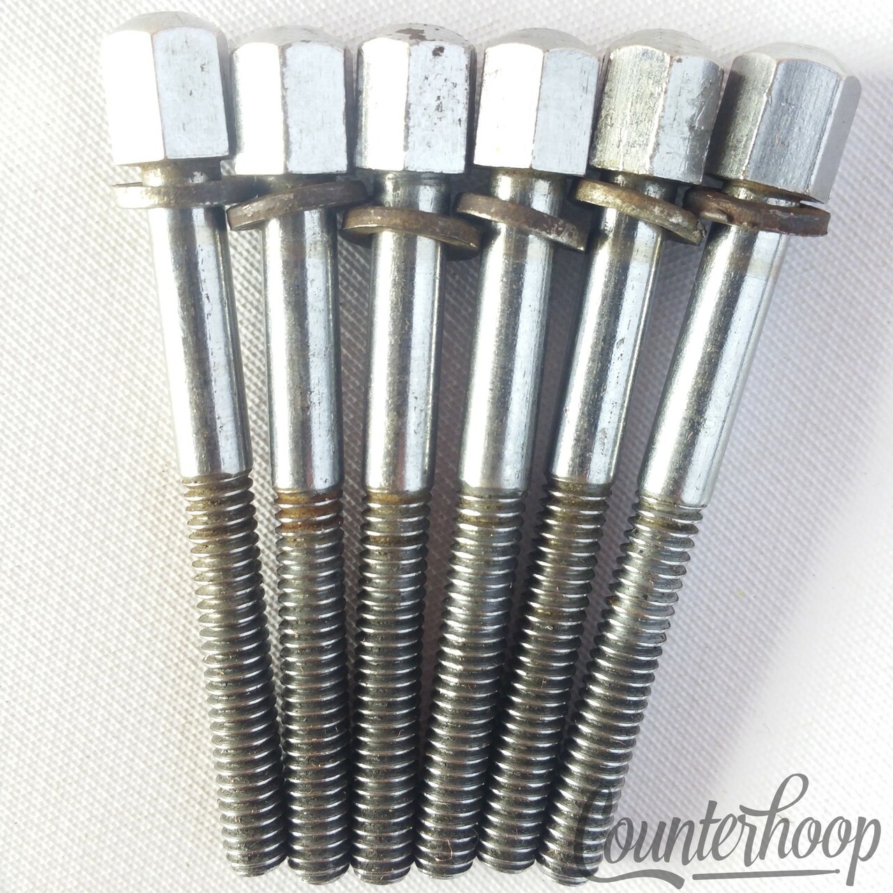Walberg&Auge 6x 2" Hex T-Rods Tom/Snare Drum Tensioner Chrome USA W&A Leedy 40s — main photograph