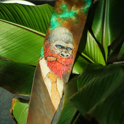 burnyblack wide guitar strap leather - Vincent gorilla brown/green image 13