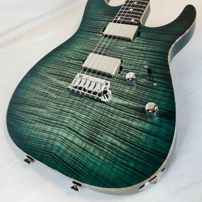 Tom Anderson Angel, Flame Maple Top, Ziricote FB, HC1/HC2+, Cajun Key Lime to Teal Burst, w/Bag image 9