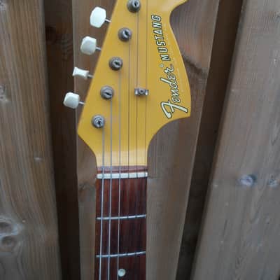 1969 Fender Mustang Custom Orange with racing stripes Excellent image 5