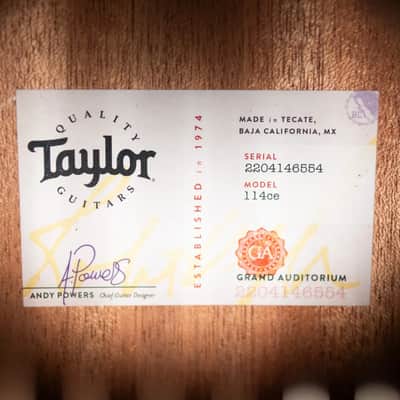 Taylor 114ce Grand Auditorium Acoustic-Electric Guitar with Structured Gig Bag image 15