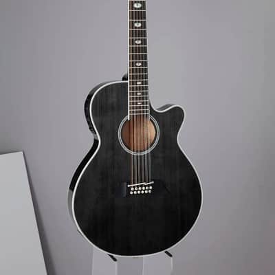 Takamine TSP158C-12 SBL Thinline 12 String Acoustic Electric Guitar w Case Black image 1