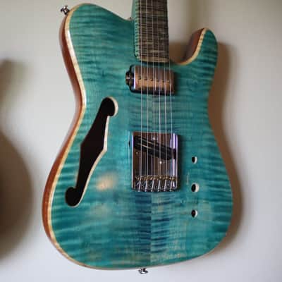 Telecaster Electric Guitar Project - Turquoise Flame Maple Top, Neck & Fretboard image 2