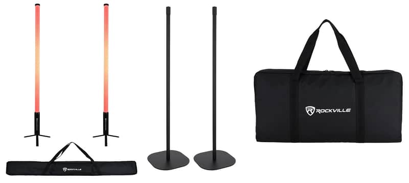 Rockville 2x ROCK SABER DJ/Stage Battery Tube Lights w/Wireless DMX+Stands+Bag image 1