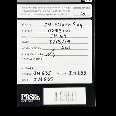 2019 Paul Reed Smith PRS John Mayer Signature Silver Sky ~ Tungsten image 9