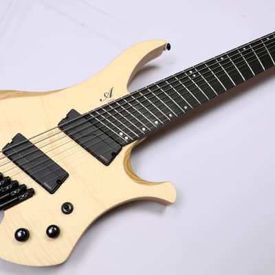 Agile 8 String Multi-Scale Fan Fret Headless Electric Guitar CHIRAL NIRVANA 82528 RL MOD SS Nat Flame image 4