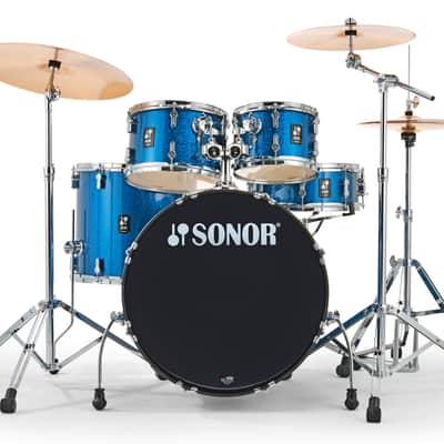 Sonor AQX Stage 5-piece Drum Set Reg. $969 Sale $749.99 with Hardware Pack – Blue Ocean Sparkle image 1