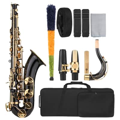 Professional Tenor Saxophone Brass Black Lacquer B-flat Sax W/ Accessories O9Q7 image 1