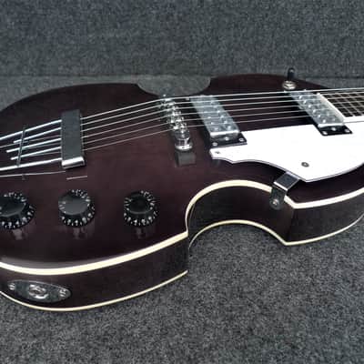 Hofner HI-459 Beatle 6 String Electric Guitar Trans Black Violin Body Shape image 4