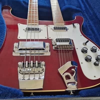 1981 Rickenbacker 4080 6/4 Double Neck 4001 Bass 480 Guitar Burgundy Red image 4