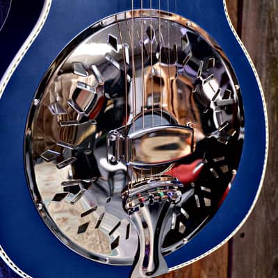Recording King RPH-R2 Dirty 30s Single 0 Resonator - A/E - Matte Blue w/ Gig Bag image 8
