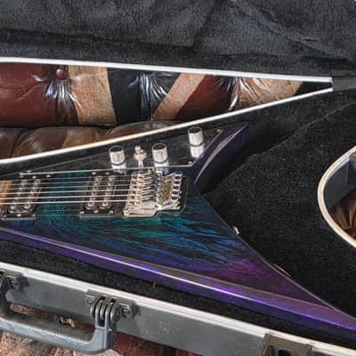 Jackson RR3 Randy Rhoads Pro EERIE DESS SWIRL MIJ Japan Offset Flying V with USA Custom Shop SKB Flight Case image 4