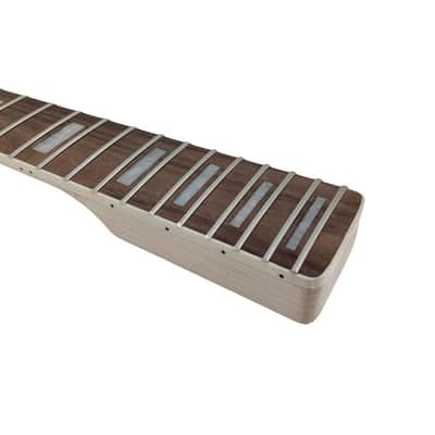 Electric Guitar Neck, 21 Fret 25.5 Inch (648mm) Replacement Necks, Maple with Rosewood Fretboard, Square Inlays, Bound Edges (Bottom Truss Rod Adjust) image 3