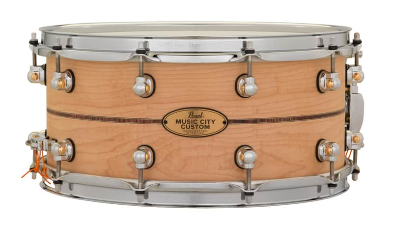 Pearl *Pre-Order* Music City Custom 14x6.5" Maple Solid Shell Snare Drum Nashville Natural Kingwood Center Inlay | NEW | Made in the USA | Special Order | Authorized Dealer image 1