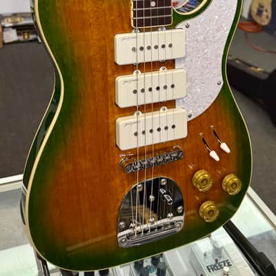 Vintage Revo Series Trio Electric with P90’s, Green Yellow Burst - Pre Owned image 3