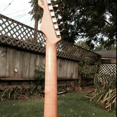 Fender USA signature series  Stratocaster John Mayer  2007 Shoreline Gold Red Rally Stripe image 4