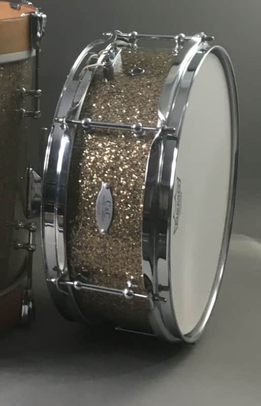 Rare C&C Custom Order Snare Drum 13” CC Tube Lugs Ginger Glass Glitter Cardwell USA Made image 1