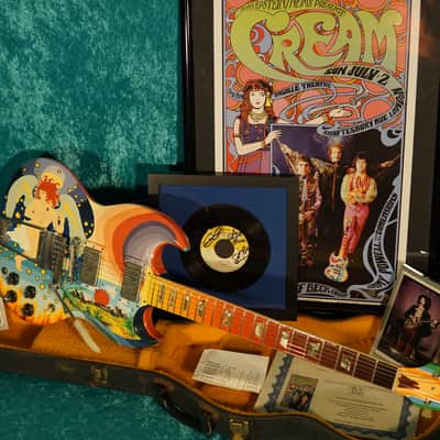Vintage Gibson 1965 SG Standard Hand Painted Fool with autographed Eric Clapton Cream record usa 60s image 1