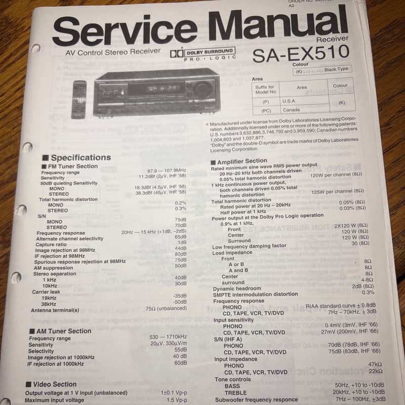 Technics SA-EX510 1990's Service Manual - Original image 1