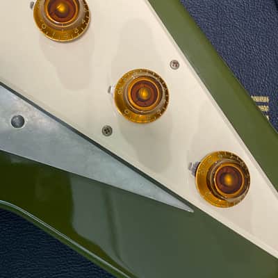 Video! 2019 Gibson Custom Shop Special Order '59 1959 Flying V Reissue Olive Drab Green image 19