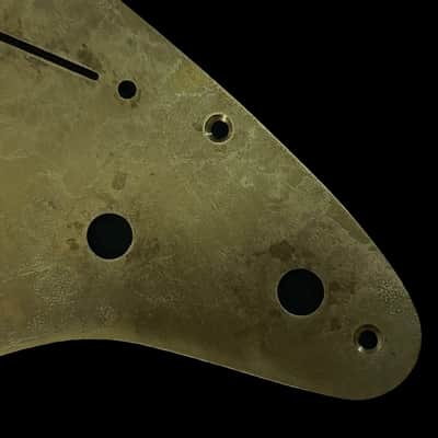 Made-to-Order - Stratocaster 11-hole HSS UNCOVERED Humbucker Pickguard Scratchplate for Fender - Aged Gold Brass - Hand-finished image 8