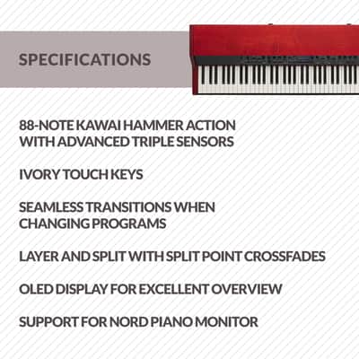 Nord Grand 88-note Kawai Hammer Action Keyboard with Ivory Touch with Nord Soft Case, Adjustable Stand, Expression Pedal and Sustain Pedal image 2