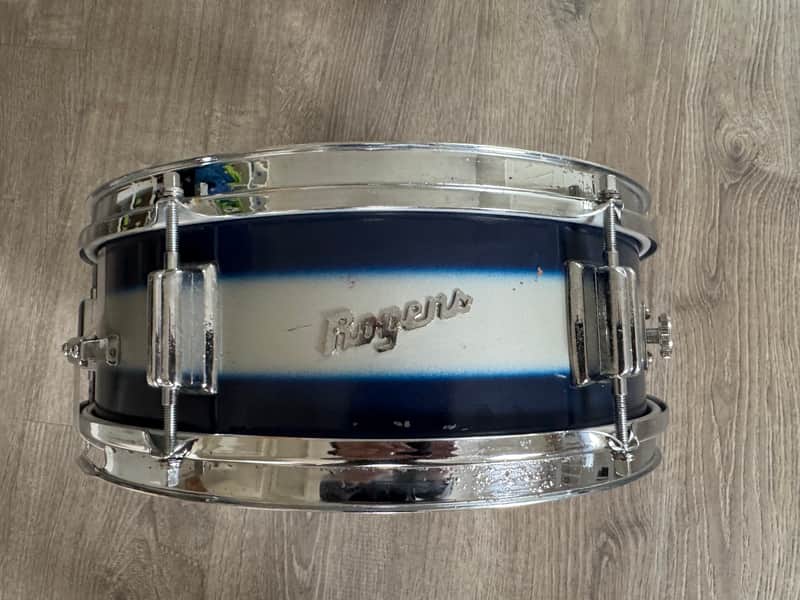 Rogers 1960s Cleveland Tag Covington Era Luxor Snare Drum 5x14 Blue And Silver Duco Multi Color image 1