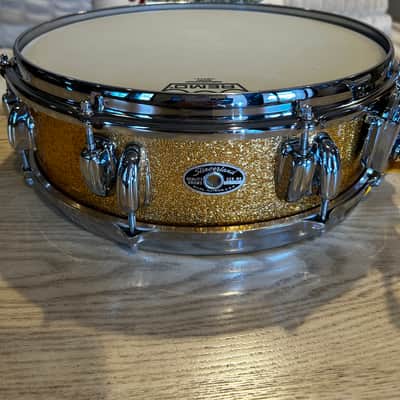 Slingerland 1970 4x14 buddy rich 3 ply 8 lug snare drum gold sparkle image 1